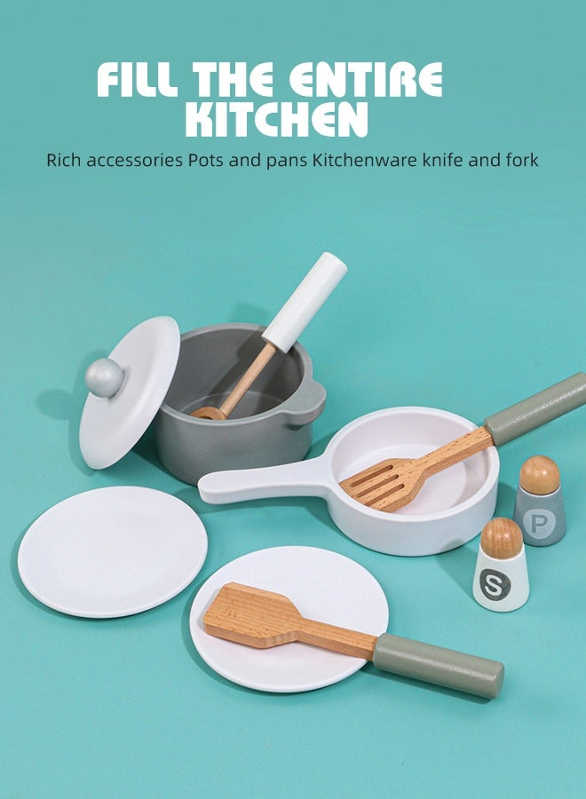 Soft Touch Play Kitchen for Kids, Wooden Play Kitchen Set Modern Pretend Play Kitchen Set for Toddlers, Cooking Set for Kids, Gift for Boys & Girls 36 Months+  - Image 5