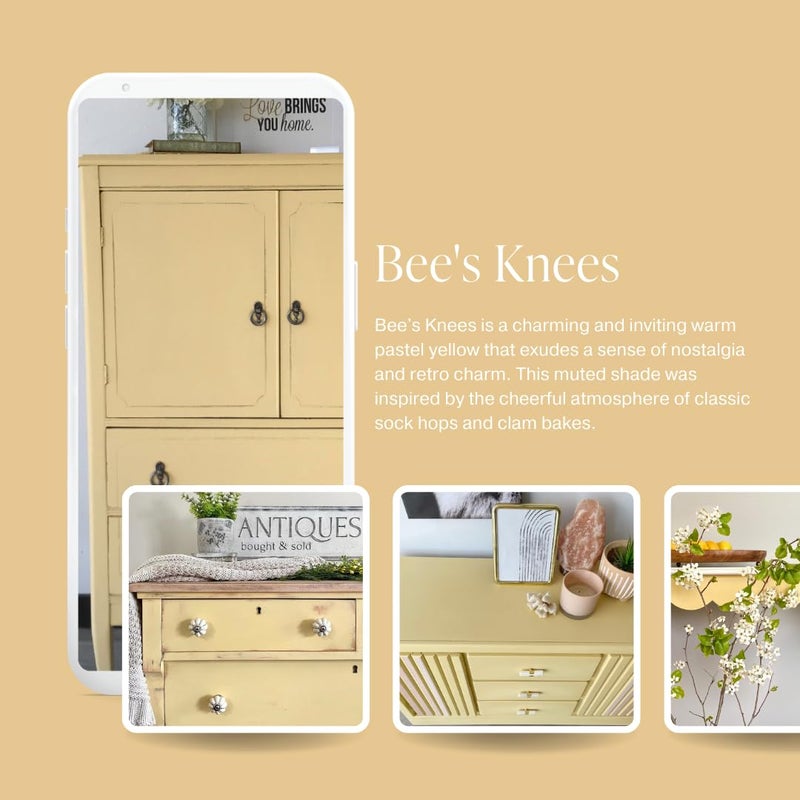 Country Chic Paint Country Chic All-in-One Chalk Paint for Furniture, Cabinets, Home Decor, Eco-Friendly, Matte Finish, Built-In Primer & Top Coat for Wood, Metal - Bee's Knees (Soft Yellow) - 4 oz (118 ml) - Image 3