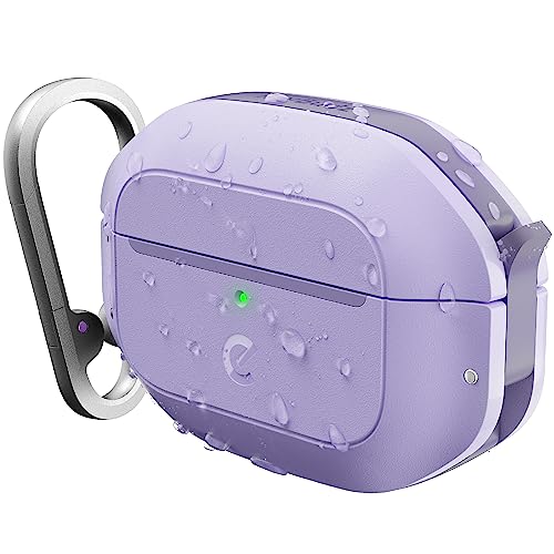 Keybudz for AirPods Pro 2 Case with Lock Fully Waterproof AirPods Pro 2nd Generation Case Cover Keychain Rugged Tough Protection Hard Shell and Carabiner for USBCLightning Wild Lavender - Image 1