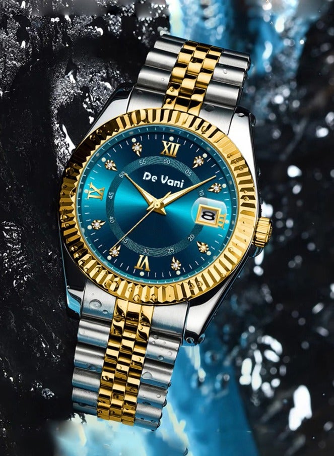 دي فاني ساعة يد للرجال من دي فاني ستانلس ستيل أنالوج بعقارب مع تقويم شهري - Image 2