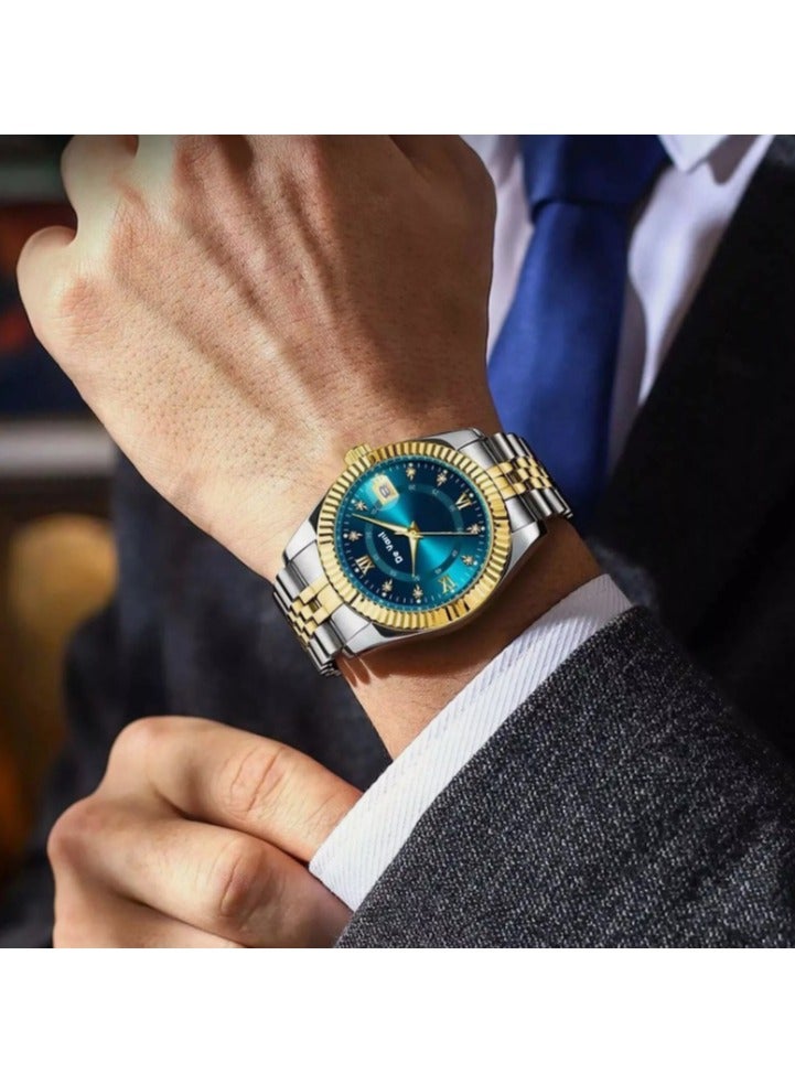 دي فاني ساعة يد للرجال من دي فاني ستانلس ستيل أنالوج بعقارب مع تقويم شهري - Image 3