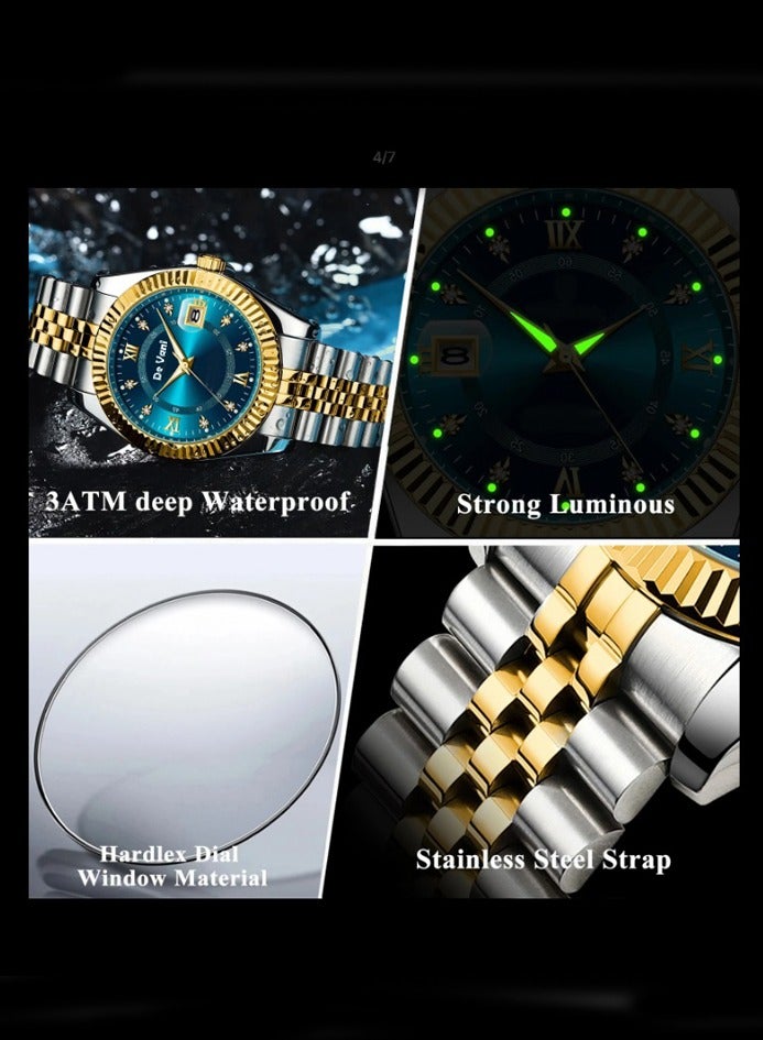 دي فاني ساعة يد للرجال من دي فاني ستانلس ستيل أنالوج بعقارب مع تقويم شهري - Image 4