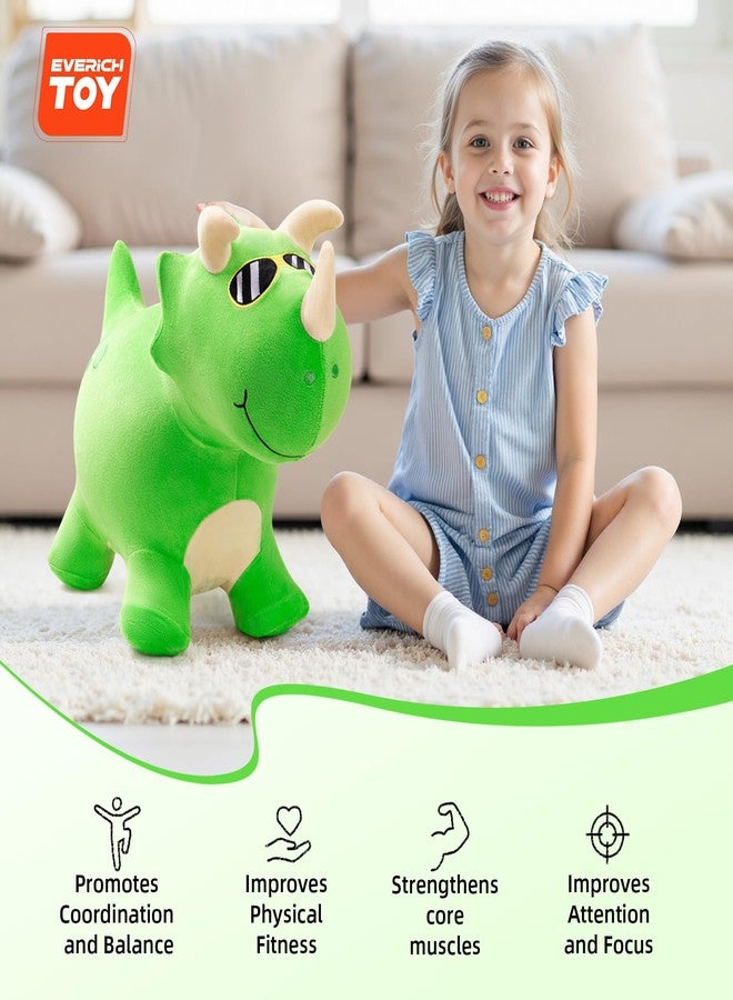 EVERICH TOY ألعاب ديناصورات حصان نطاط من إيفريتش توي، ألعاب حيوانات نطاطة قابلة للنفخ، نطاط داخلي وخارجي، هدية عيد ميلاد للأولاد والبنات من عمر 18 شهرًا إلى 6 سنوات - لعبة ديناصور قطيفة - Image 4