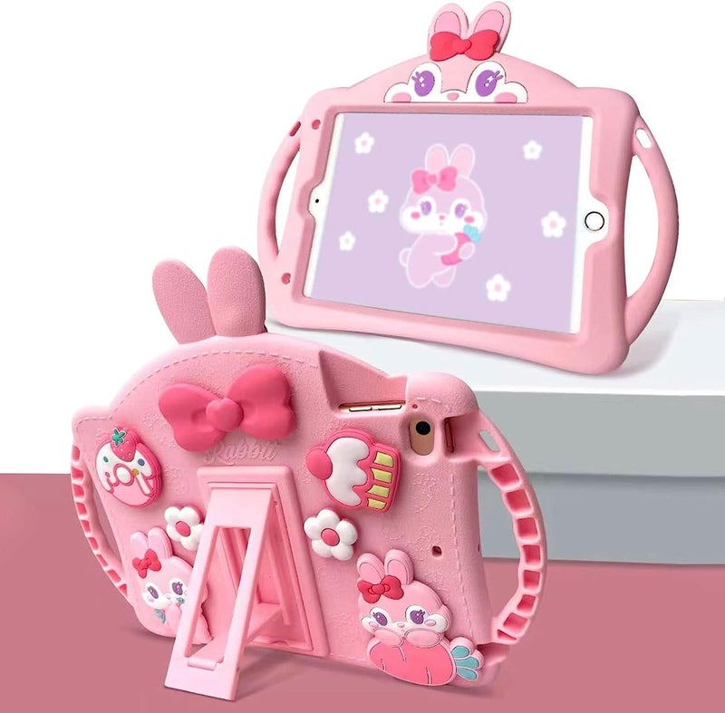 Kids Ipad Case: 10.2-Inch Pink Multi-Layer Shock-Absorbing - Adjustable Strap & Handle Shockproof Ipad Case With Stand for Active Kids, Family Outings, Educational Use - Image 1