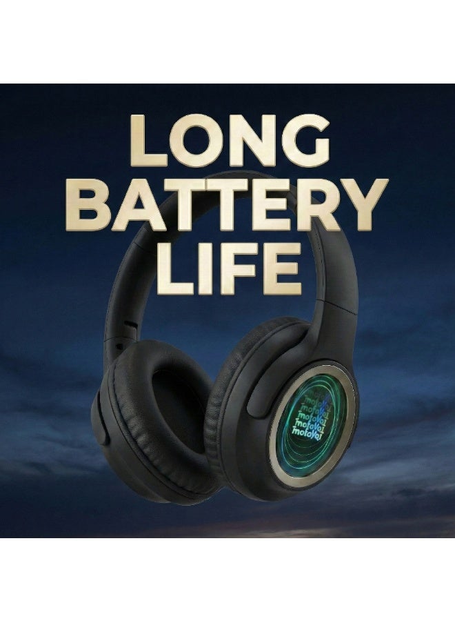 Imoaka Wireless Over-Ear Bluetooth Headphones with Pure Bass Sound, Microphone, BT 5.3, USB-C Charging, AUX Cable 2M, Works with iPhone, Samsung & Android Devices – , Weightless ,Black - Image 4