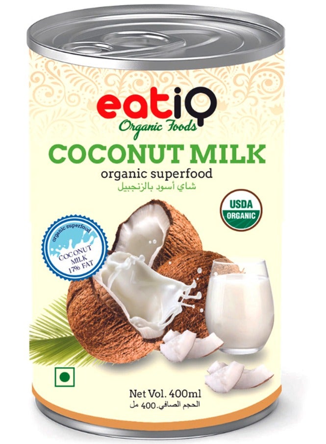 إيتي كيو أورجانيك فودز حليب جوز الهند العضوي 400 مل، غني بالنكهة، خالٍ من الجلوتين والكوليسترول