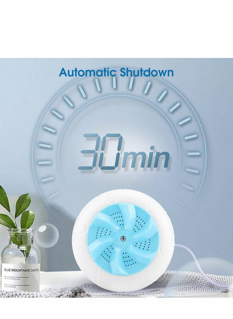 Excefore Portable Washing Machine, Ultrasonic Turbine Machine 1 kg Laundry Quantity Mini Rotating Washer with USB Cable for Home, Travel, Business Trip, Apartment, Dorm, Blue - Image 4