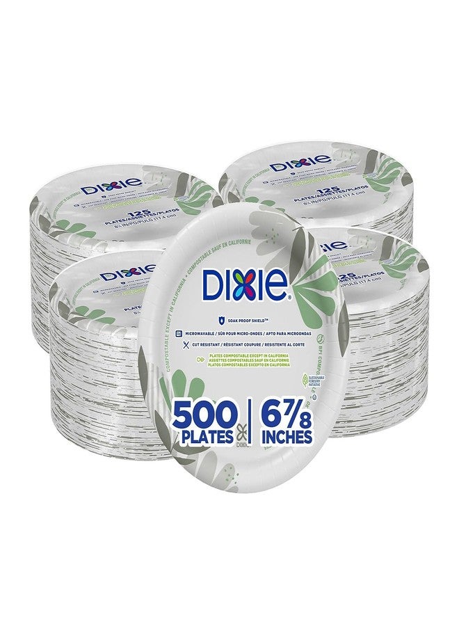 Dixie Pathways Soak-Proof Shield Mediumweight Paper Plates, WiseSize, 6.88" dia, Green/Burgundy, 500/Carton - Image 3