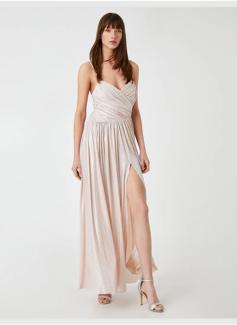 KOTON Shiny Drape Maxi Party Dress