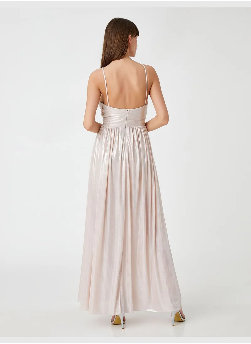 KOTON Shiny Drape Maxi Party Dress