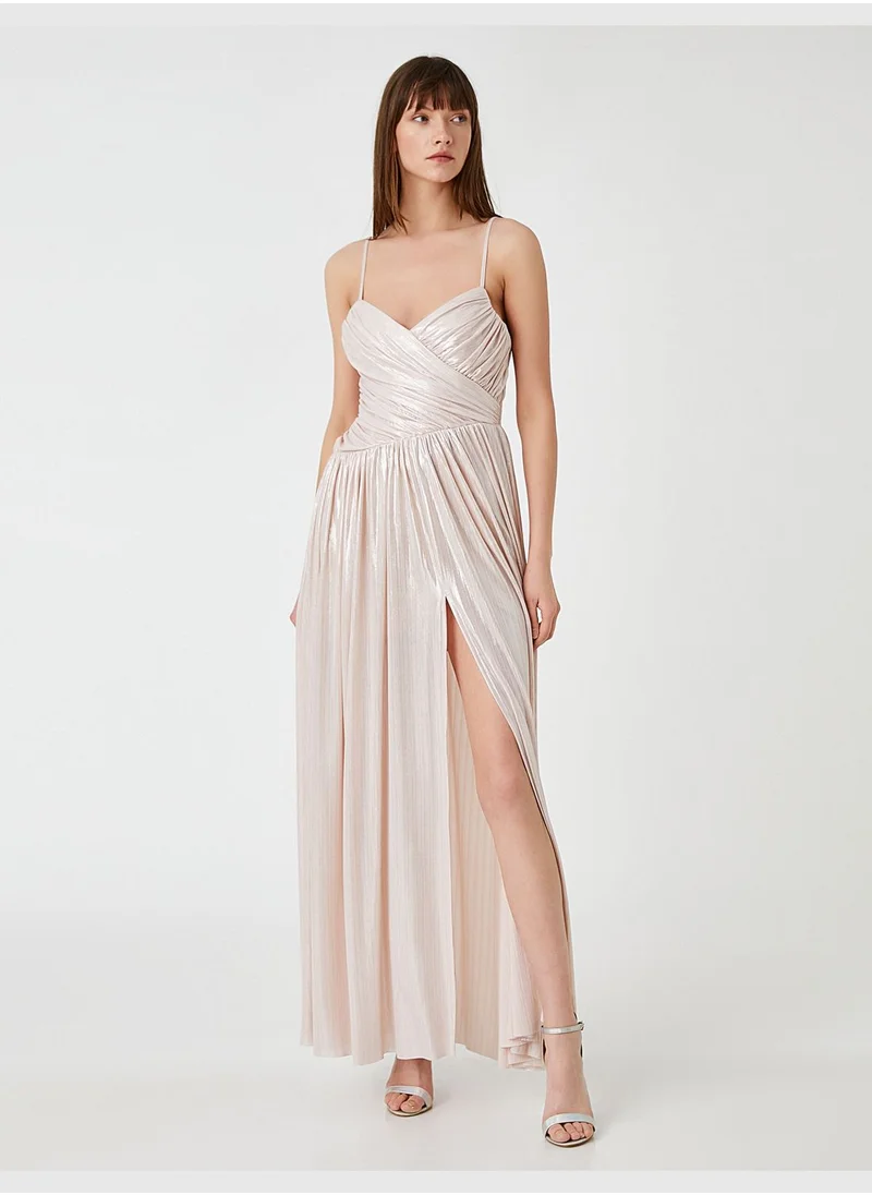 KOTON Shiny Drape Maxi Party Dress