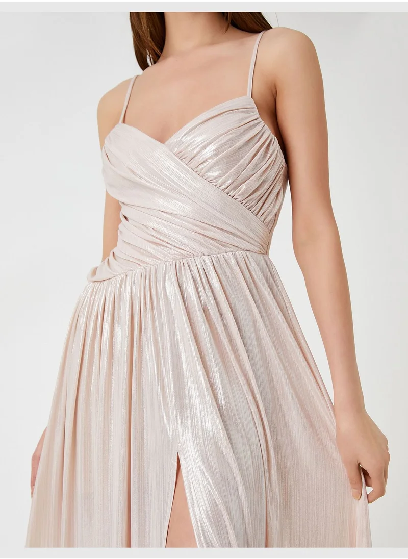 KOTON Shiny Drape Maxi Party Dress