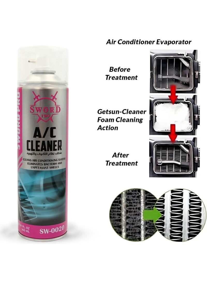 Sword Pro A/C Cleaner for Vehicles – 500ml Air Conditioning System Cleaner, Eliminates Bacteria, Odors, and Unpleasant Smells, Easy Application for Cars, SUVs, and More - Image 2