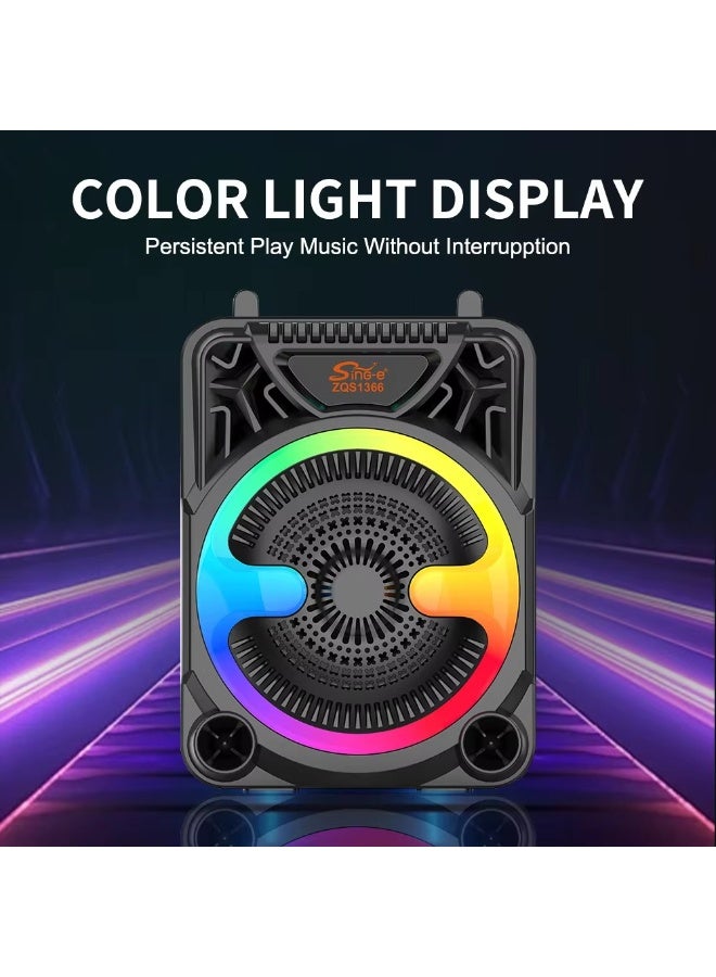 SING-E Zqs1367 Mini Outdoor Live Singing Karaoke Speaker RGB LED Lighting USB/TF Card FM Function - Image 3