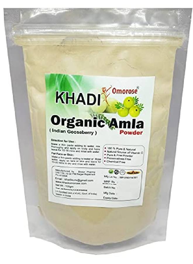 KHADI Omorose Amla Powder for Skin & Hair CarePure & l100 Grams - Image 1