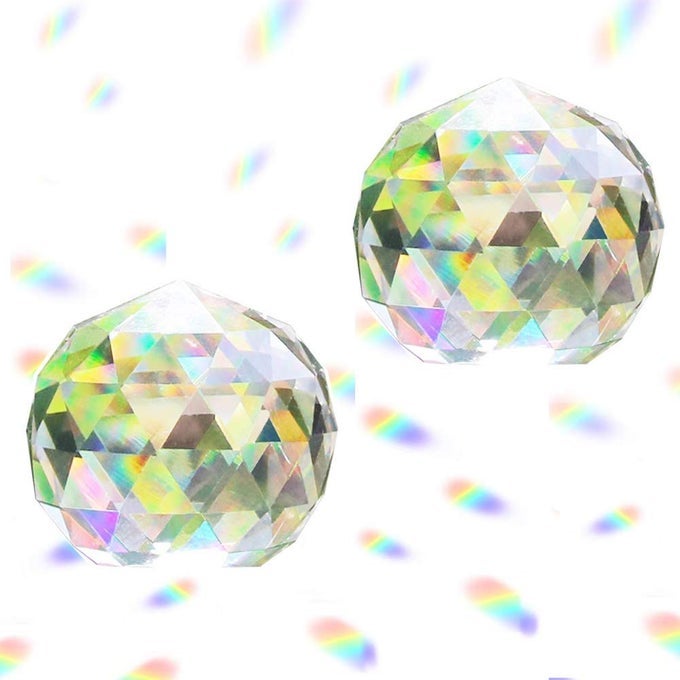 2 PACK CLEAR GLASS CRYSTAL BALL PRISMS WINDOW RAINBOW MAKER SPHERE FACETED GAZING BALL PRISM PRISM SUNCATCHER FOR HOME DCOR FENG SHUI 60MM 236INCH 2 PCS
