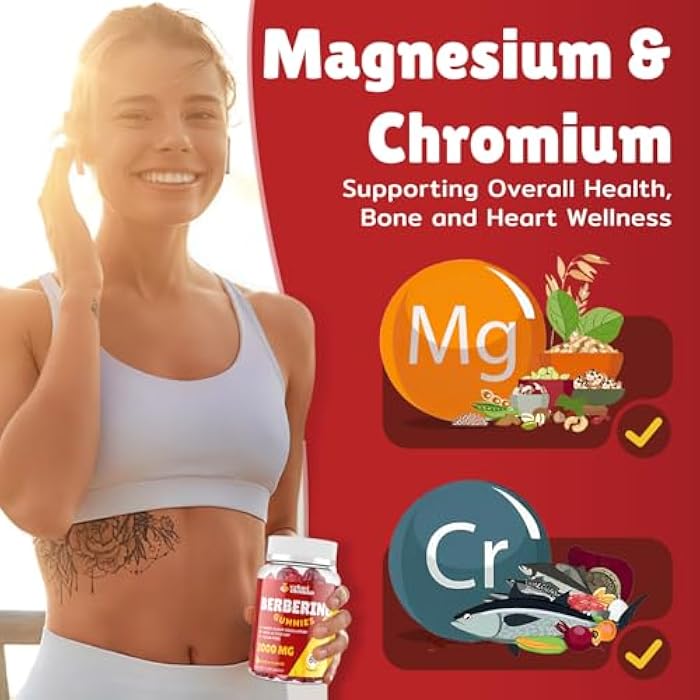 Vylarithonixa 2000mg Berberine Supplement Gummies – High Potency Wellness Blend with Ceylon Cinnamon, Turmeric, Magnesium & Chromium, Vegan, Non-GMO, Gluten-Free, Peach Flavor, 60 Gummies - 1 Pack - Image 5