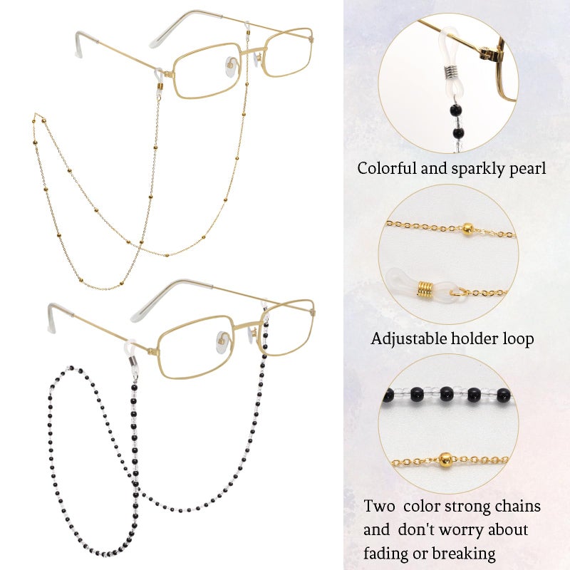 Gvhntk 5 Pcs Old Lady Costume Grandma Cosplay Set Glasses with Chain Pearl Bead Necklace Earrings Bracelet for Women Daily Cosplay Costume Party - Image 3