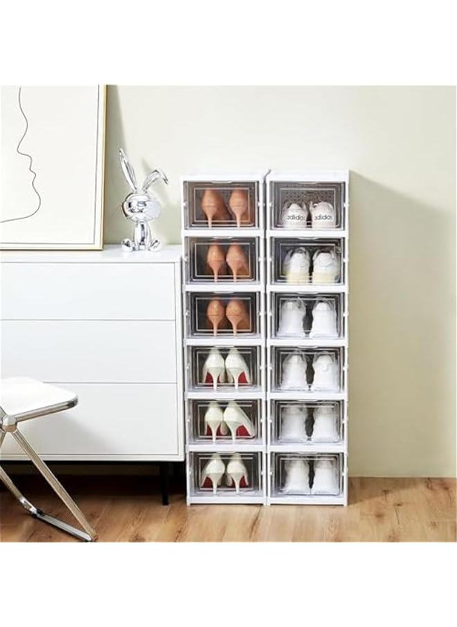 HOOKOR Shoe Storage Boxes, Shoe Storage Organzier, Foldable Shoes Boxes Clear Plastic Stackable, Shoes Organzier, Sturdy Shoe Box Storage Container, Foldable Shoe Rack Sneaker Container (6layer)  - Image 2
