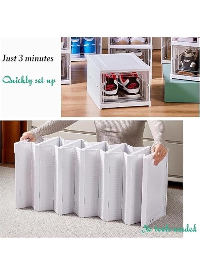 HOOKOR Shoe Storage Boxes, Shoe Storage Organzier, Foldable Shoes Boxes Clear Plastic Stackable, Shoes Organzier, Sturdy Shoe Box Storage Container, Foldable Shoe Rack Sneaker Container (6layer)  - Image 4