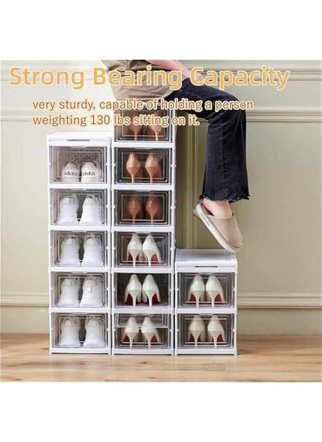 HOOKOR Shoe Storage Boxes, Shoe Storage Organzier, Foldable Shoes Boxes Clear Plastic Stackable, Shoes Organzier, Sturdy Shoe Box Storage Container, Foldable Shoe Rack Sneaker Container (6layer)  - Image 5