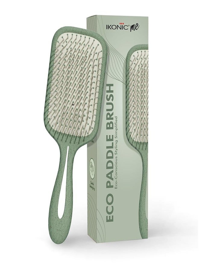 Ikonic Me Paddle Hair Brush IKM 1920 - Eco Concious with Wheat Straw & ABS Body, Ion Anti-Frizz Bristles, TPR Cushion for Scalp Massage, Wet & Dry Detangling for Smooth Shine - Jade Green - Image 1