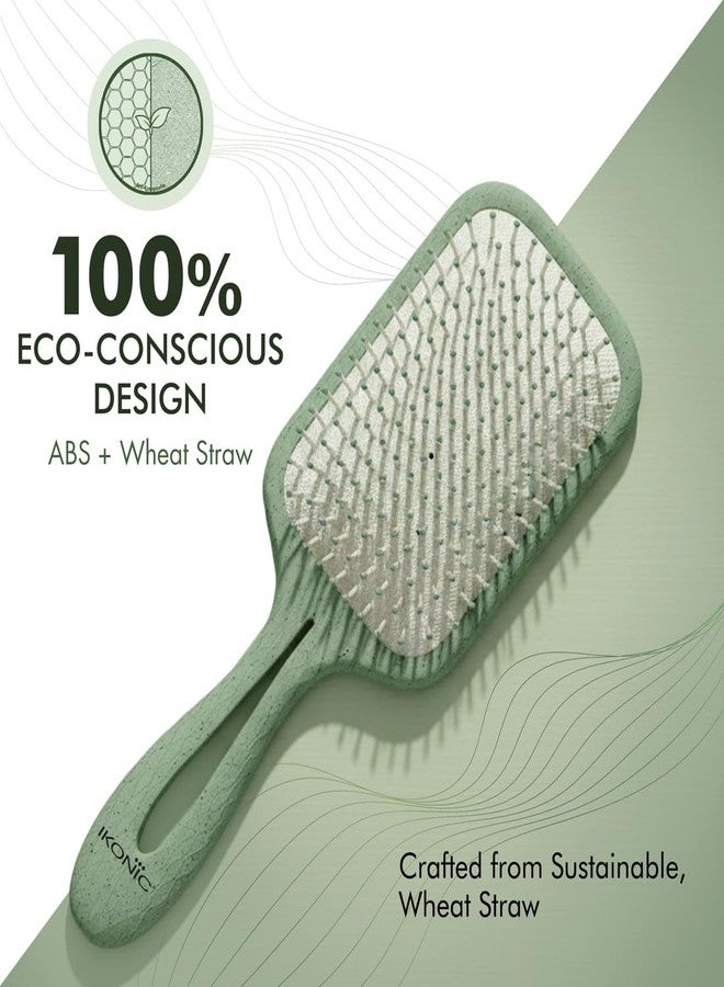 Ikonic Me Paddle Hair Brush IKM 1920 - Eco Concious with Wheat Straw & ABS Body, Ion Anti-Frizz Bristles, TPR Cushion for Scalp Massage, Wet & Dry Detangling for Smooth Shine - Jade Green - Image 5