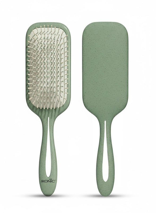 Ikonic Me Paddle Hair Brush IKM 1920 - Eco Concious with Wheat Straw & ABS Body, Ion Anti-Frizz Bristles, TPR Cushion for Scalp Massage, Wet & Dry Detangling for Smooth Shine - Jade Green - Image 2