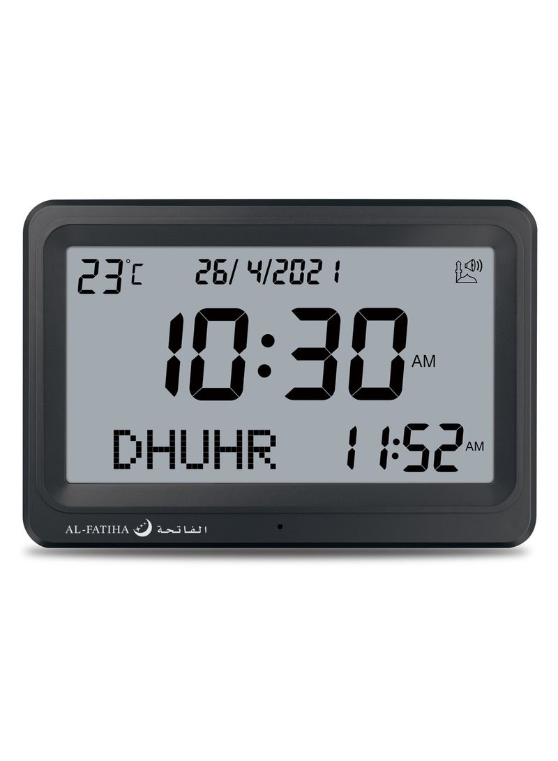 AL-FATIHA Automatic Worldwide Digital 8 Azan Prayer Sounds Islamic Wall and Desk Clock Black  - Image 1
