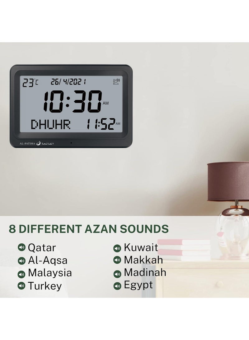 AL-FATIHA Automatic Worldwide Digital 8 Azan Prayer Sounds Islamic Wall and Desk Clock Black  - Image 5