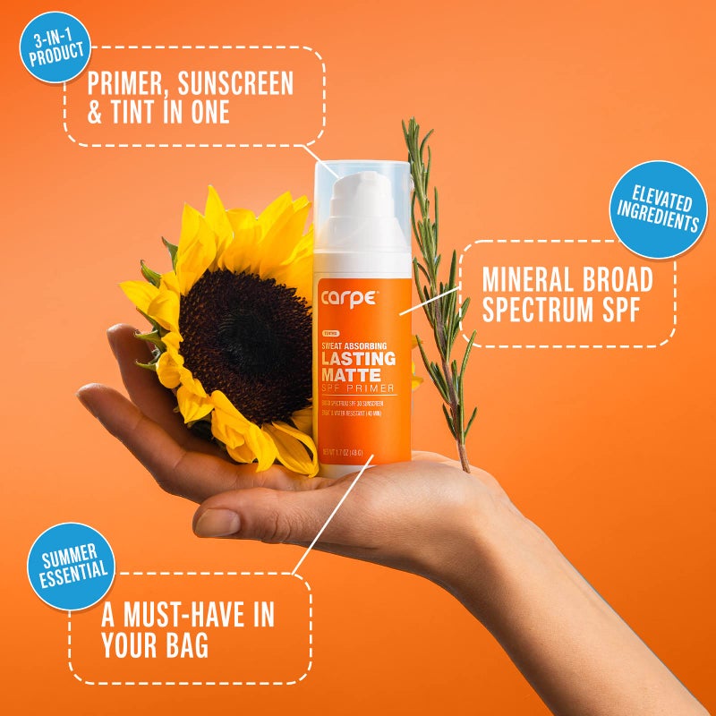 Carpe Primer Face Makeup Base New Zinc Mineral Sunscreen SPF 30, Lasting Matte Primer For Oily Skin And Tinted Sunscreen - Image 5