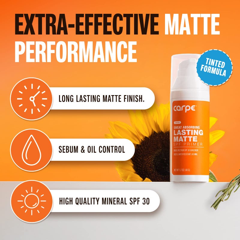 Carpe Primer Face Makeup Base New Zinc Mineral Sunscreen SPF 30, Lasting Matte Primer For Oily Skin And Tinted Sunscreen - Image 2