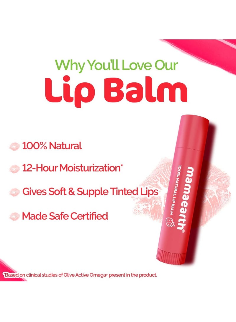 ماما إيرث بلسم شفاه مغذي ملون طبيعي 100% من ماما إيرث مع فيتامين هـ والفراولة - 4 جرام|ترطيب لمدة 12 ساعة|شفاه حمراء طبيعية|للشفاه الجافة والمتشققة|لون طبيعي|يضيء الشفاه|بلسم شفاه ملون - Image 4