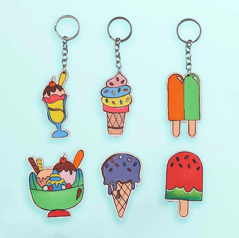 HOBBY INDIA DIY Keychain Fridge Magnet Painting Kit for Kids & Adult | Creative Art & Craft Set Gift for Girls & Boys | Cute Resin Activity Key Chain Making | Fun Birthday & Home Decor (Ice Cream) - Image 5