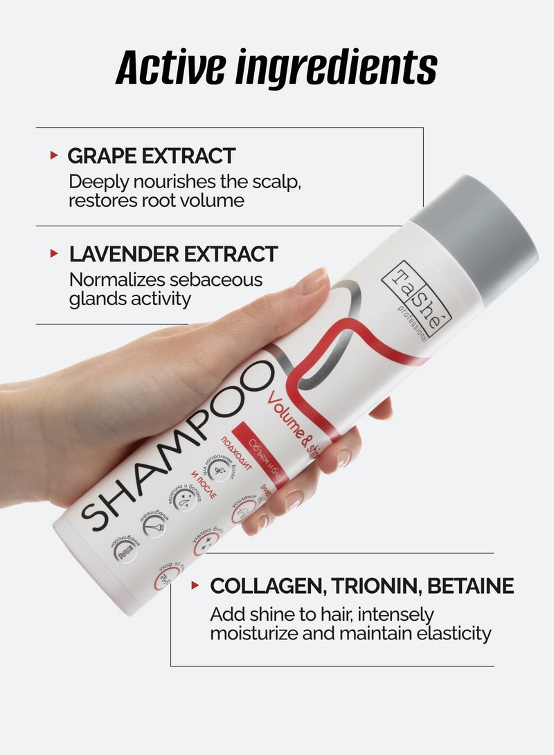 Tashe Volume & Shine Hair Shampoo | Strengthening & Root-Lifting Formula with Collagen, Grape & Lavender Extracts – 300ml  - Image 3