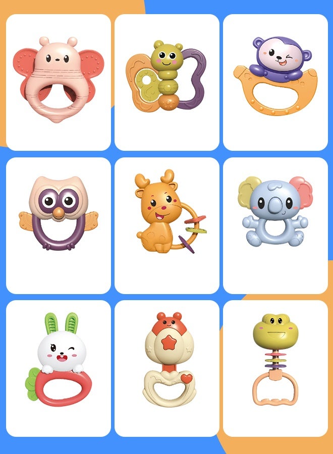 سوفت تاتش مجموعة ألعاب خشخيشة للأطفال مكونة من 9 قطع مع صندوق هدايا، ألعاب حديثي الولادة، ألعاب مضغ للأطفال، ألعاب تسنين للأطفال الصغار، ألعاب تعلم الموسيقى للأطفال حديثي الولادة من 0 إلى 12 شهرًا - Image 5