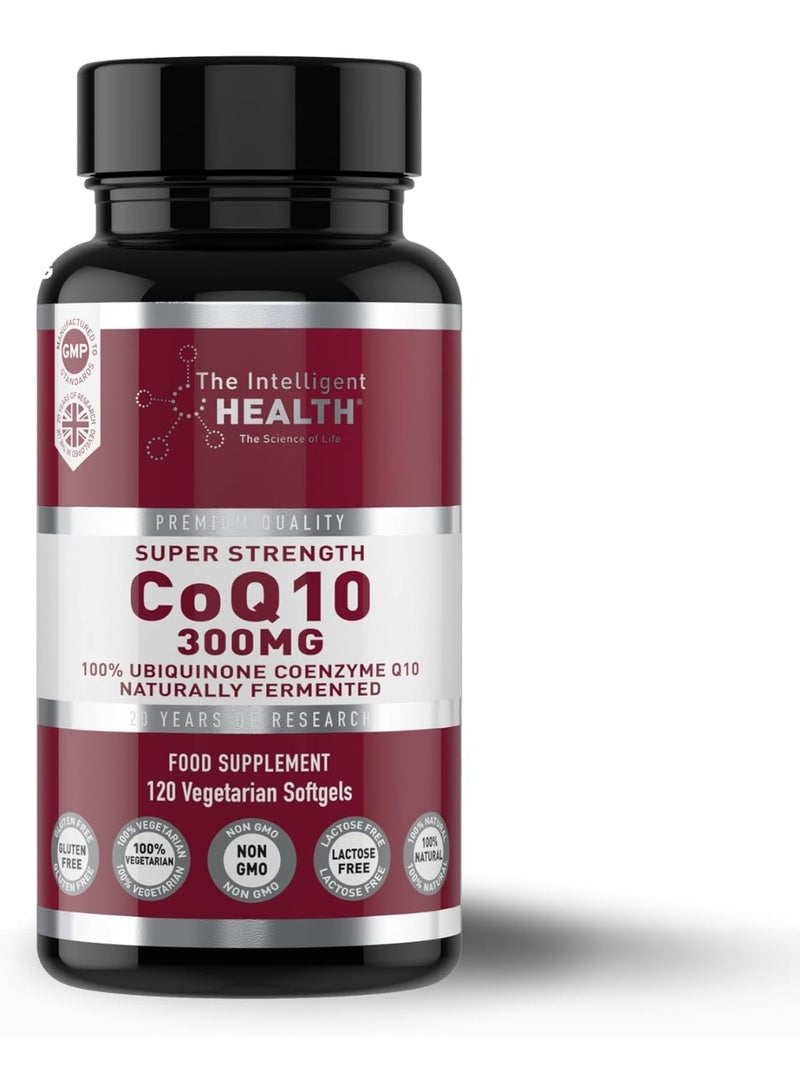 The Intelligent Health CoQ10 Supplement, Fermented Coenzyme Q10 Ubiquinone for Women & Men, Easy to Swallow 300mg 120 Vegetarian Softgels - Image 1