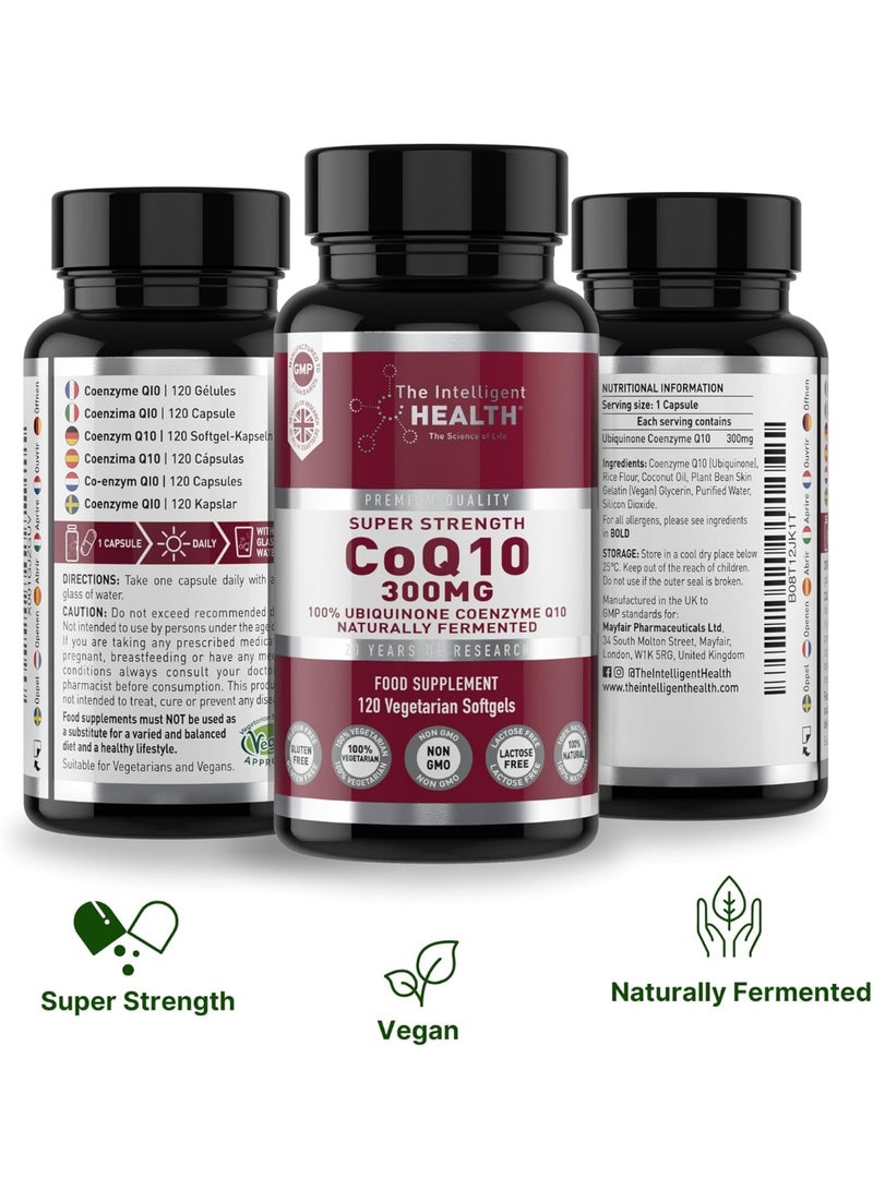 The Intelligent Health CoQ10 Supplement, Fermented Coenzyme Q10 Ubiquinone for Women & Men, Easy to Swallow 300mg 120 Vegetarian Softgels - Image 2