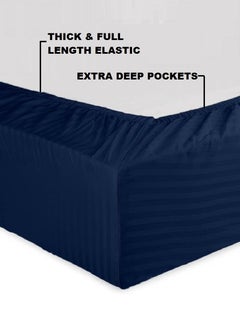 Blueberry Cotton King Striped Fitted Elastic Pack of 3 Bedsheet 200x200+20cm  - Image 2
