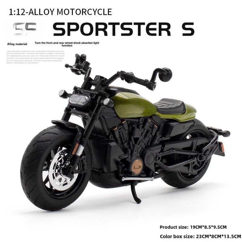 (Boxed) simulation 1 to 12 Harley off-road alloy motorcycle model decoration children's toys one-piece delivery(Green) - Image 1