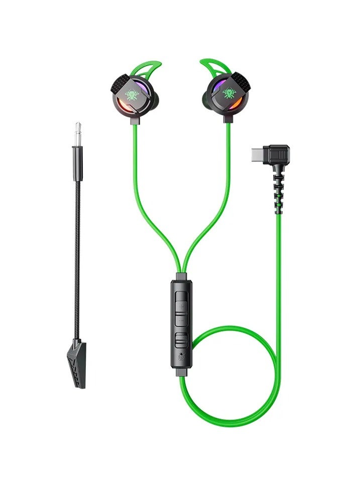بليكستون سماعات أذن سلكية للالعاب بليكستون RX3 PLUS تايب سي مع ميكروفون طويل عازل للضوضاء مع ضوء RGB متوافق مع أجهزة الكمبيوتر المحمولة أجهزة الكمبيوترواكس بوك بلايستيشن 5 مفتاح nendo اللون اخضر - Image 1