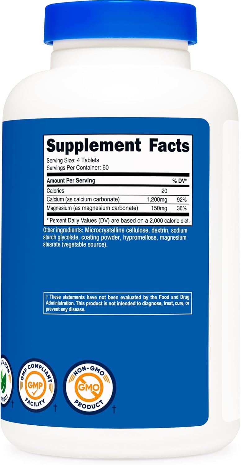 Nutricost Calcium  Magnesium Carbonate 240 Tablets 1200mg of Ca  150mg of Mg per Serving 60 Servings Gluten Free NonGMO - Image 5