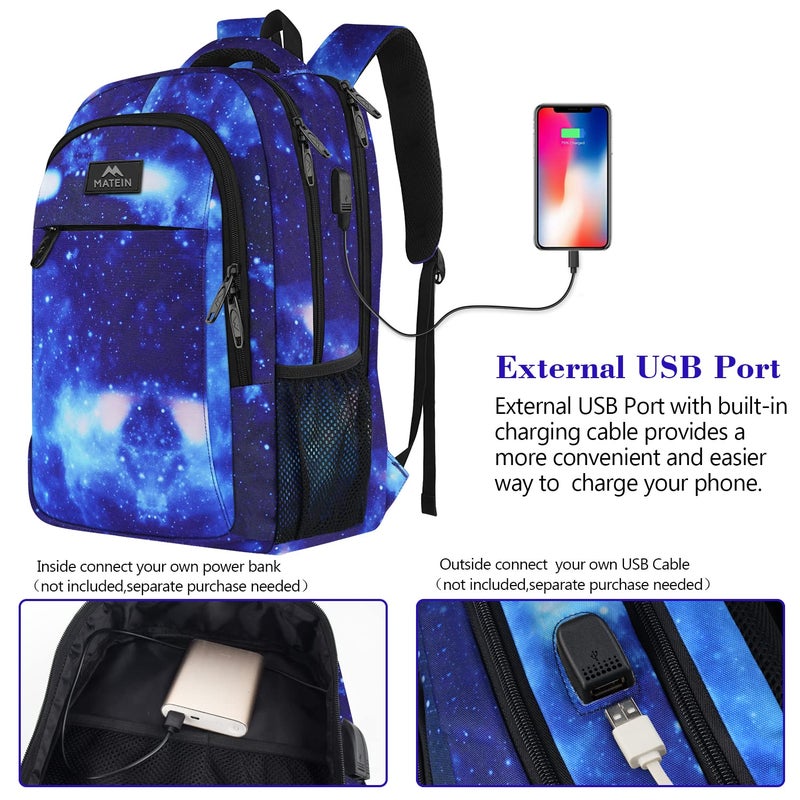 MATEIN School Backpack for Boys Girls, Anti Theft College School Laptop Bookbag for Students with USB Charging Port, Water Resistant Slim Travel Laptop Backpack Fits 15.6 In Computer Gifts for Men - Image 3