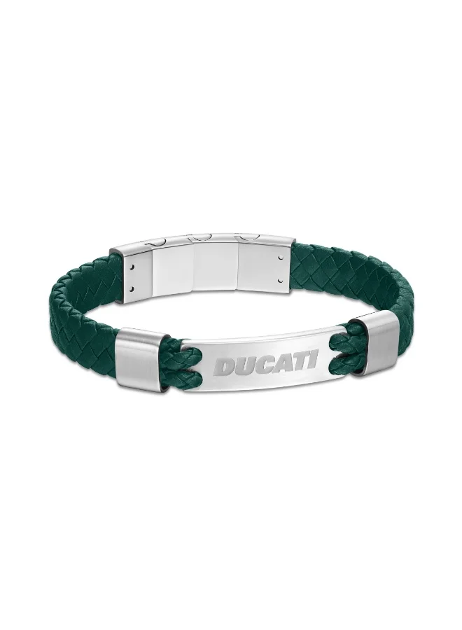 دوكاتي Expedition Green Leather Braided Bracelet for Men