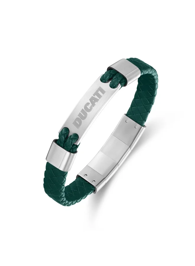 دوكاتي Expedition Green Leather Braided Bracelet for Men