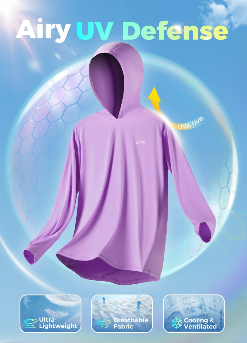 Willit Women's UPF 50+ Sun Protection Hoodie T-Shirt Long Sleeve SPF Hiking Shirt Quick Dry Lavender S - Image 5