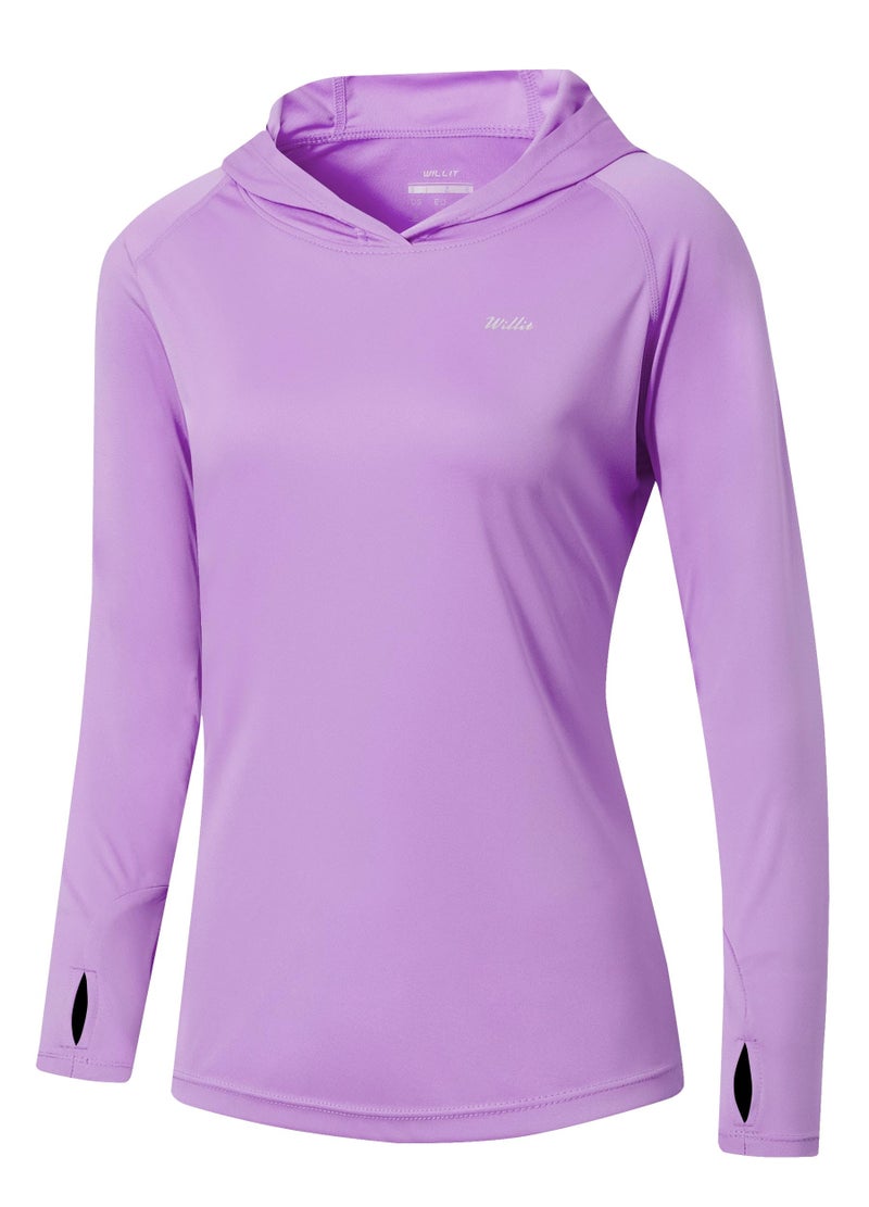 Willit Women's UPF 50+ Sun Protection Hoodie T-Shirt Long Sleeve SPF Hiking Shirt Quick Dry Lavender S - Image 1