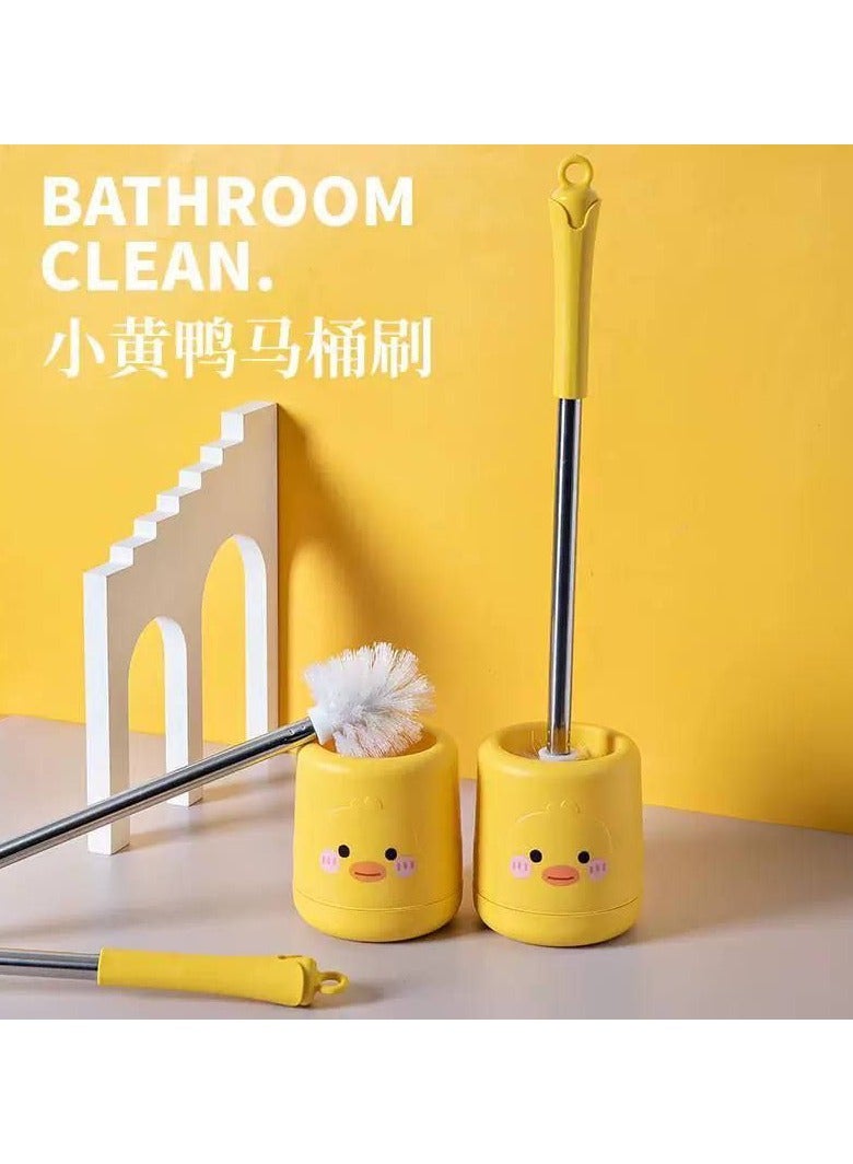 Silicone Toilet Brush with Long Handle and Holder – Clean, Modern Design – Easy to Clean and Ideal for Small Bathrooms or Kids(NR) - Image 1