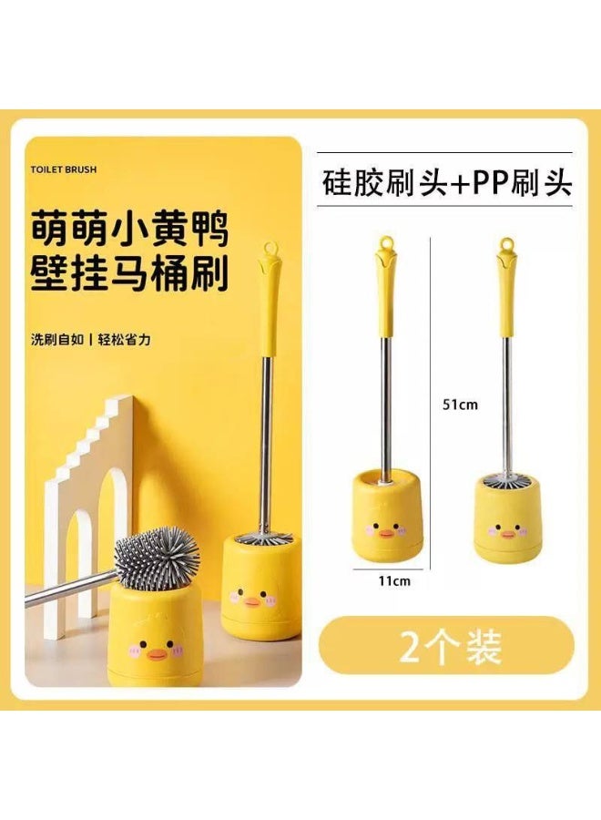Silicone Toilet Brush with Long Handle and Holder – Clean, Modern Design – Easy to Clean and Ideal for Small Bathrooms or Kids(NR) - Image 2