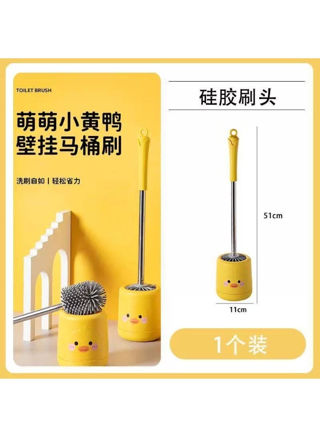 Silicone Toilet Brush with Long Handle and Holder – Clean, Modern Design – Easy to Clean and Ideal for Small Bathrooms or Kids(NR) - Image 3